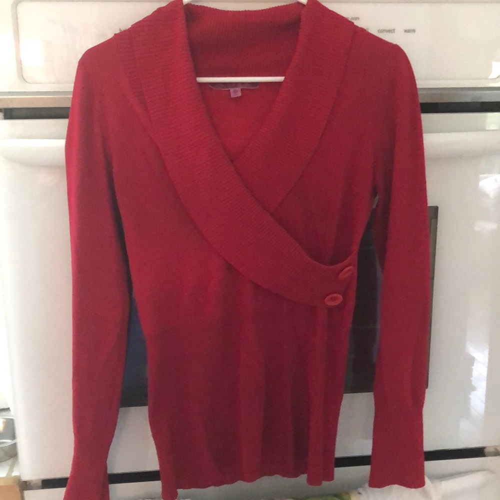 Long sleeve red blouse/ sweater